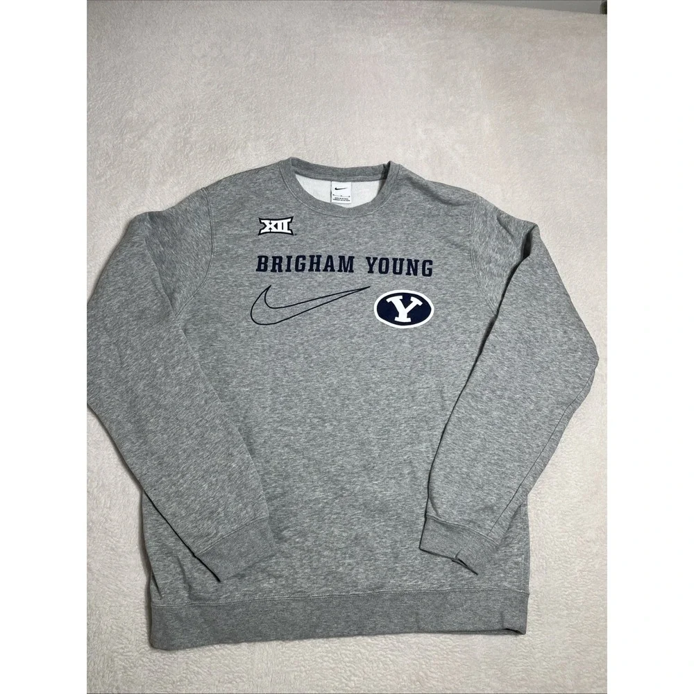 Nike VINTAGE XII Gray PulloverSweatshirt Brigham Young White Tag 1990's